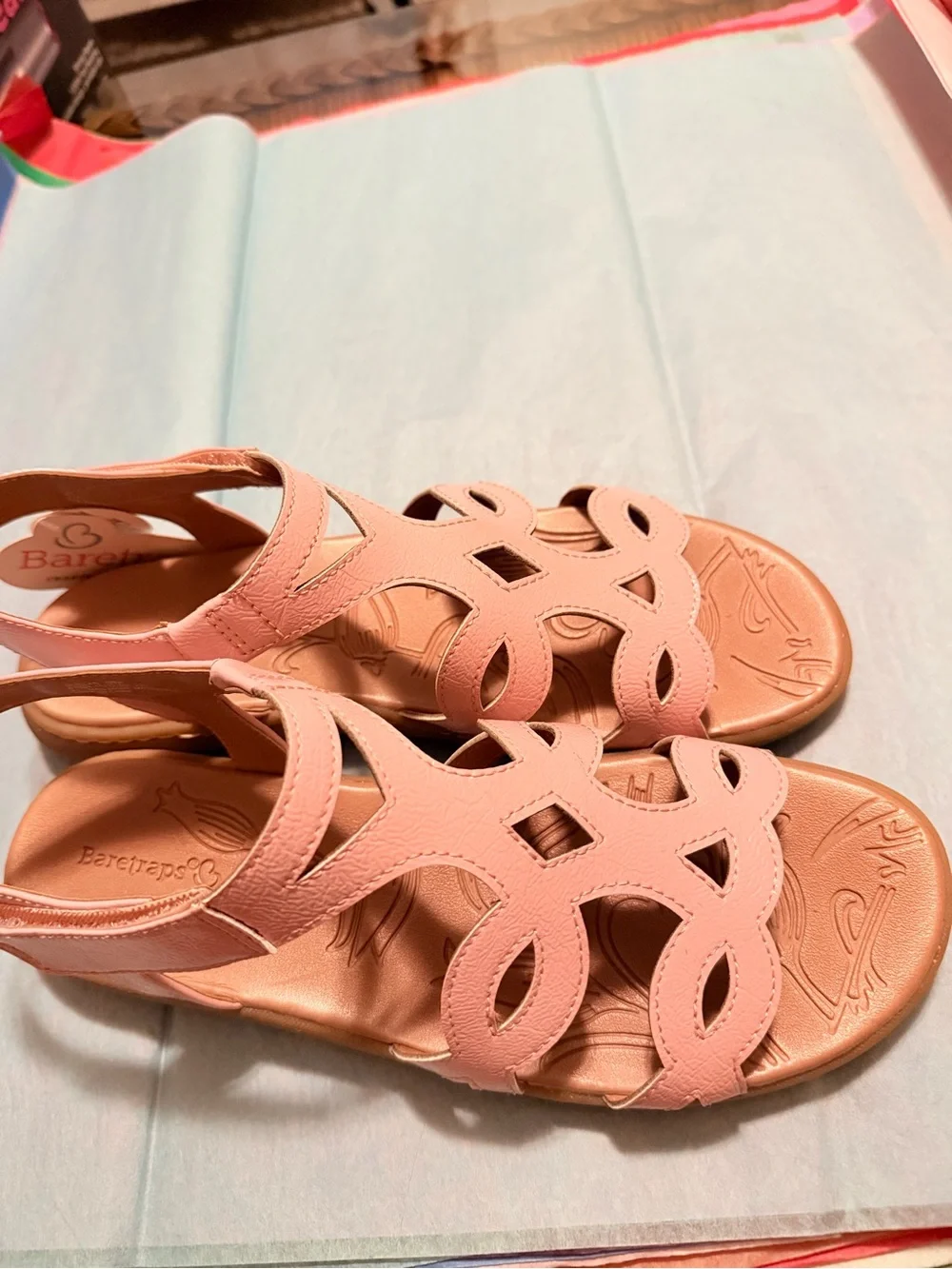 BareTraps Pink Decorative Cutout Slingback Sandals